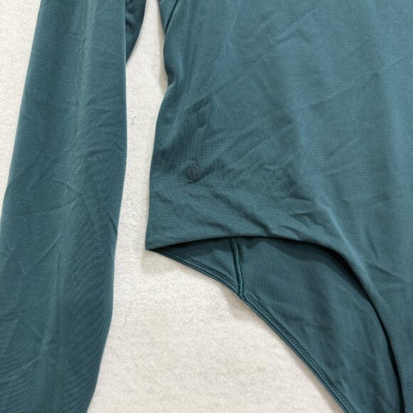 Lululemon Bodysuit Womens Small Green Long Sleeve Scoop Neck Snap Closure Top - Picture 8 of 9